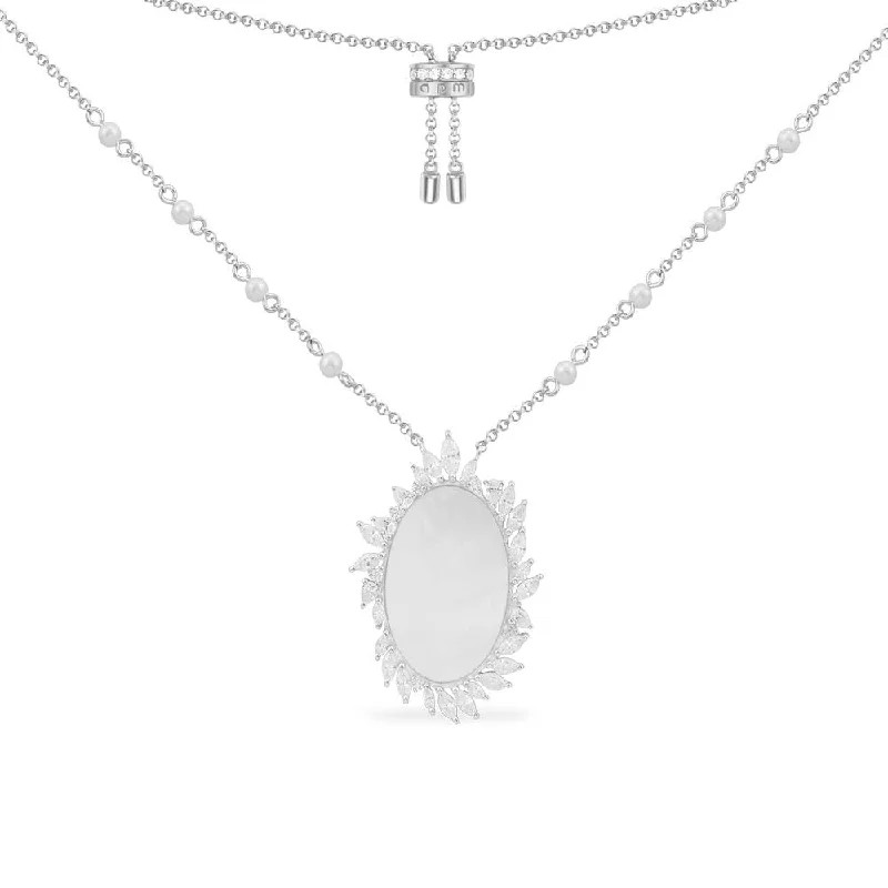 Beautiful necklaces and pendants with diamond-encrusted designs for maximum sparkle-Festival Nacre Adjustable Necklace - White Silver