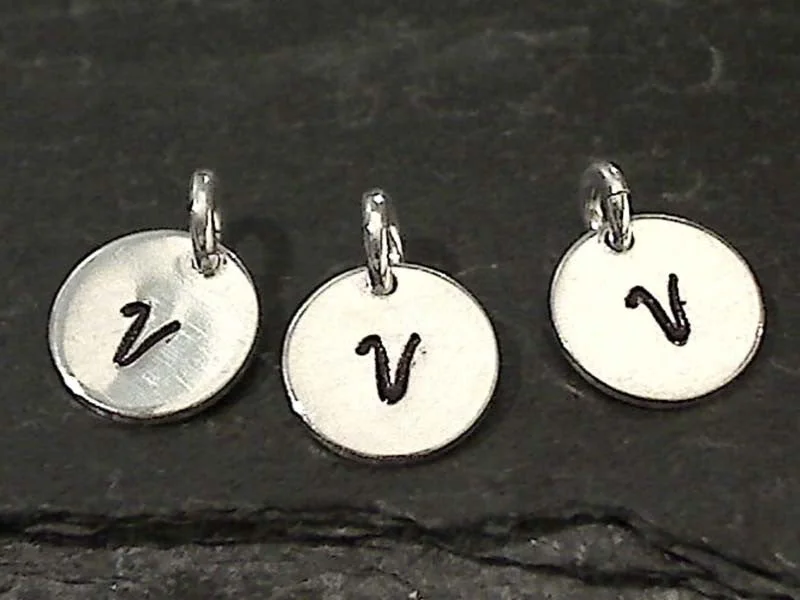 Best necklaces and pendants for weddings with matching designs for bride and groom-Letter V Charm, Sterling Silver