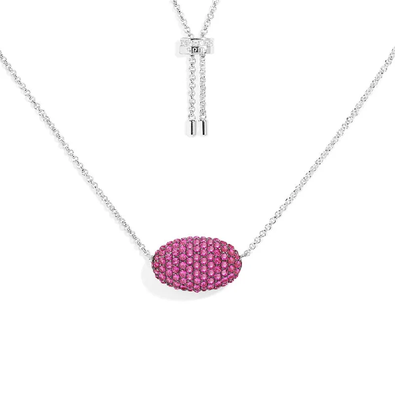 Stunning necklaces and pendants with amethyst gemstones for a calming effect-Fuchsia Oval Adjustable Necklace