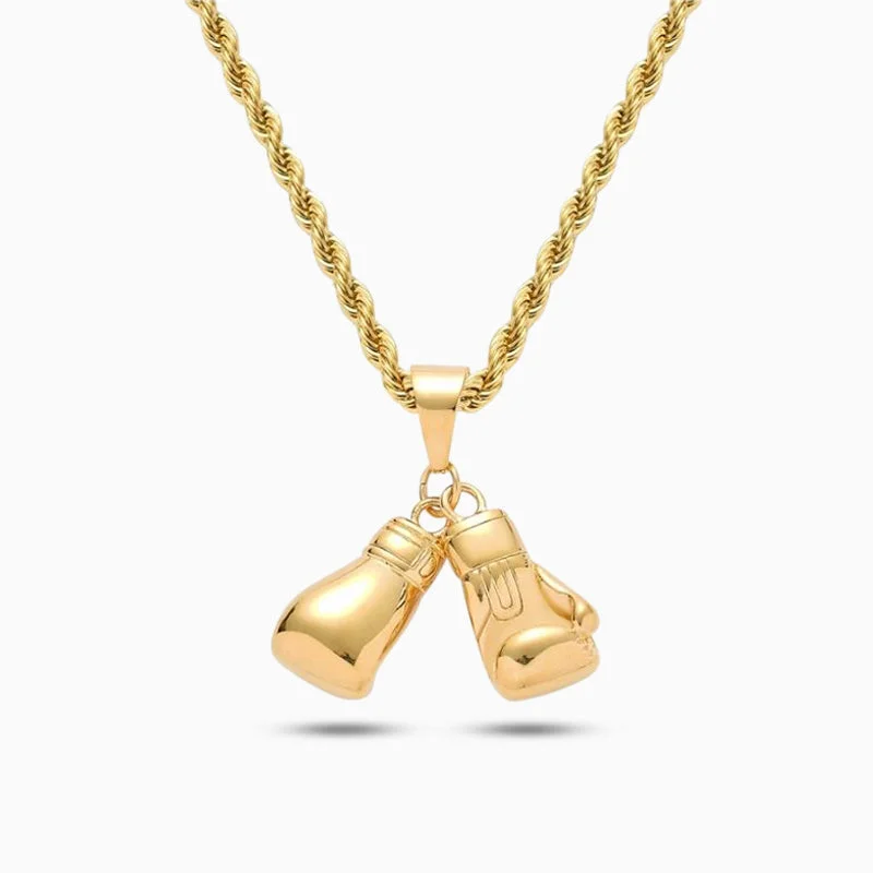 Best necklaces and pendants with heart-shaped designs for a romantic look-Golden Boxing Gloves Necklace