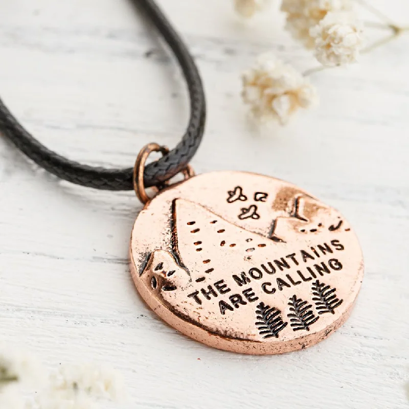 Best necklaces and pendants with oval pendants for a classic, elegant shape-Handmade "The Mountains Are Calling" Necklace