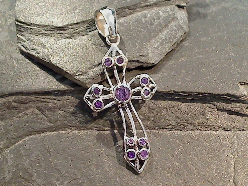 Best necklaces and pendants with infinity hearts for a romantic, eternal symbol-Amethyst, Sterling Silver Cross Pendant