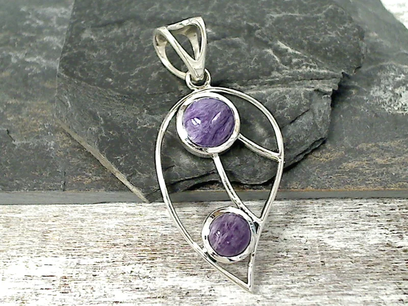 Unique necklaces and pendants with gemstones for a colorful and vibrant statement-Charoite, Sterling Silver Pendant