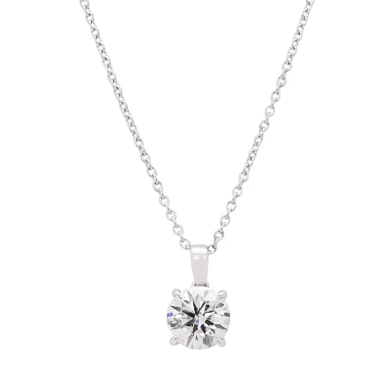 Stunning necklaces and pendants with chakra stones for healing and balance-Lab Grown Diamond Solitaire Pendant in 14kt White Gold (1ct)