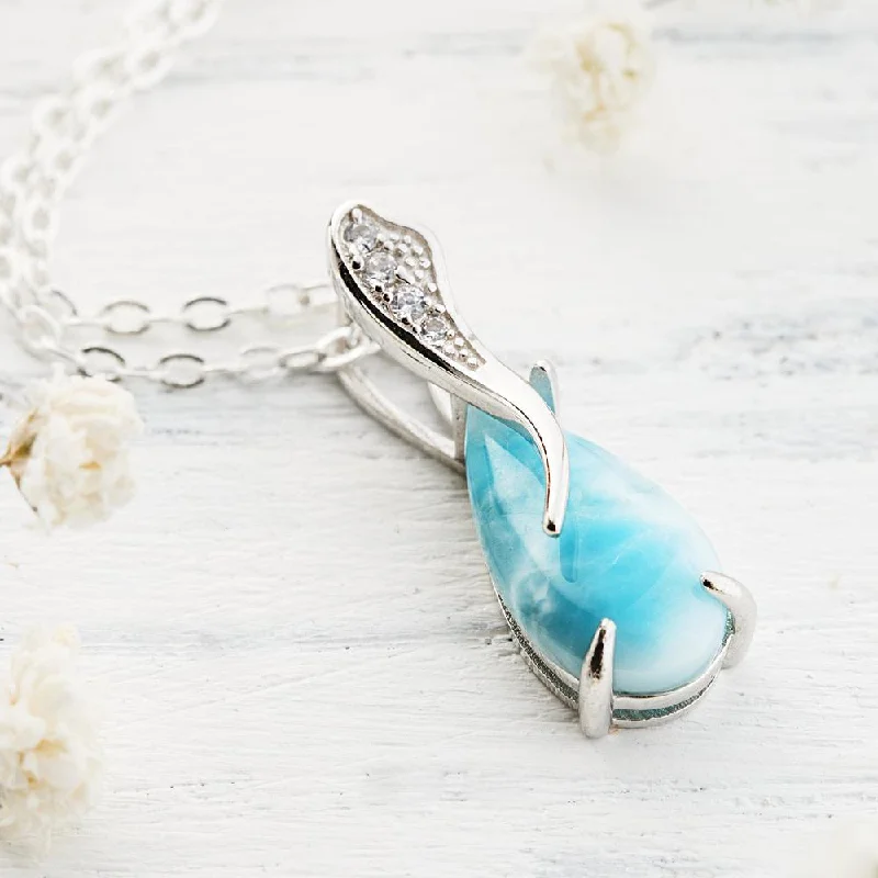 Beautiful necklaces and pendants with natural stones for an earthy, organic vibe-Larimar Water Drop Pendant