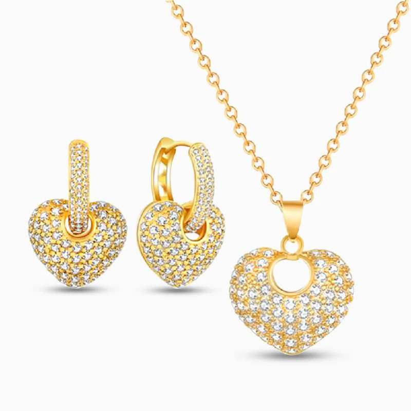 Simple necklaces and pendants with bar pendants for a sleek modern design-Leira Heart Pendant Jewelry Set