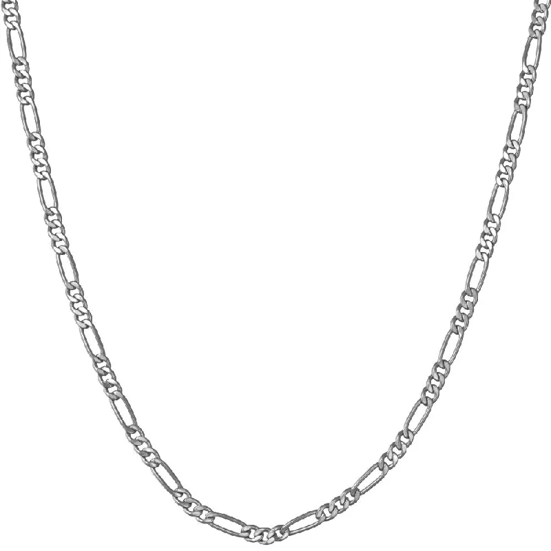 Necklaces and pendants with infinity love symbols for an eternal, romantic gesture-2.5mm Figaro Chain, Rhodium