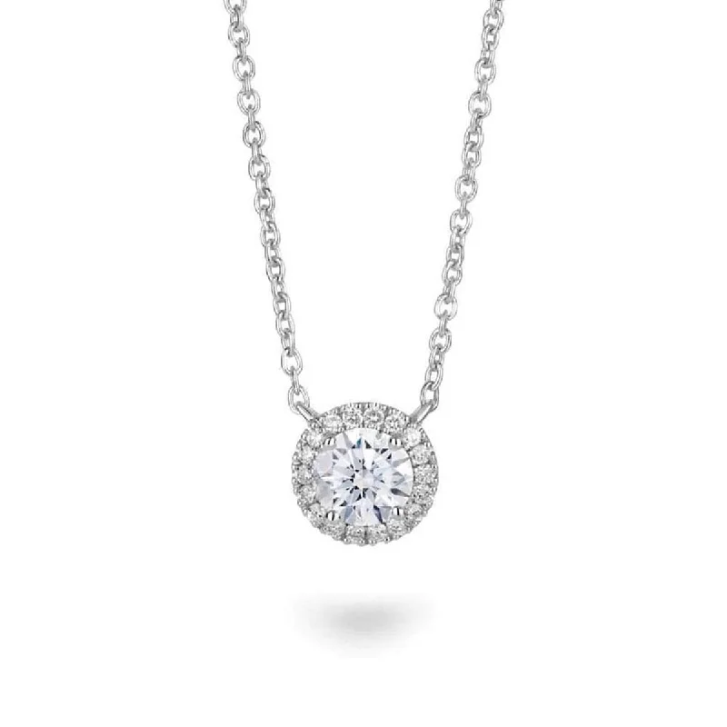 Necklaces and pendants with sun and moon motifs for a celestial-inspired design-Lightbox Lab Grown Diamond Halo Necklace in 14kt White Gold (1ct tw)