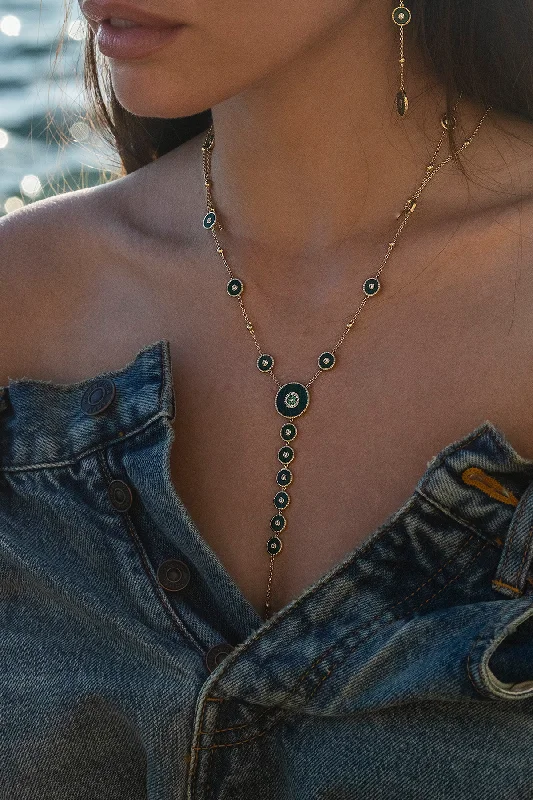 Best necklaces and pendants with glowing moonstone for an ethereal glow-Malachite Y-Drop Adjustable Necklace