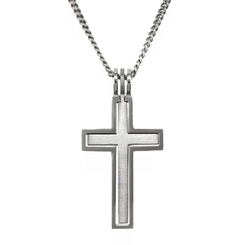 Elegant necklaces and pendants with diamond accents for added sparkle-Mens Florentine Cross Necklace in Stainless Steel