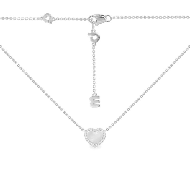 Best necklaces and pendants with matching earrings for a coordinated, elegant look-Mini White Nacre Heart Adjustable Necklace - silver