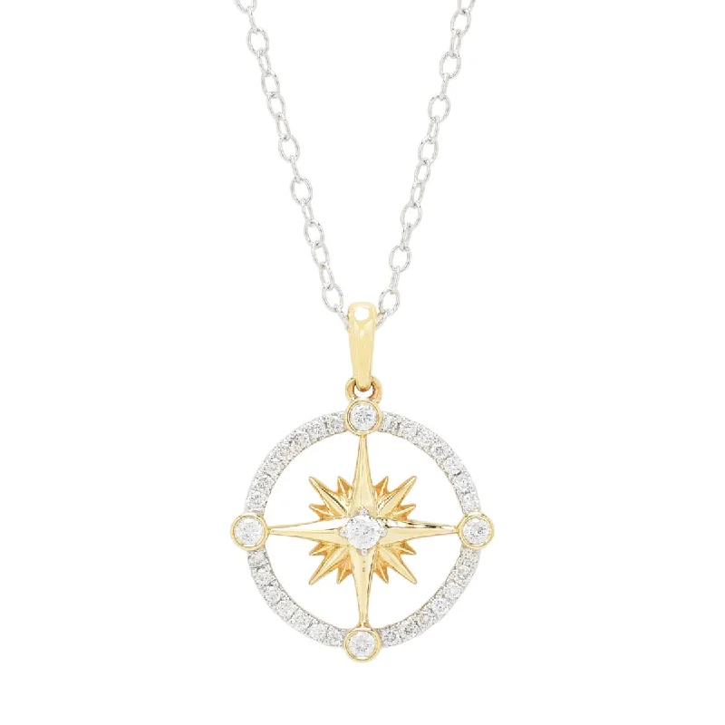 Stylish necklaces and pendants with diamonds for a glamorous and elegant look-Northern Star Diamond Celestial Star Necklace in 10kt Yellow Gold and Sterling Silver (1/5t tw)