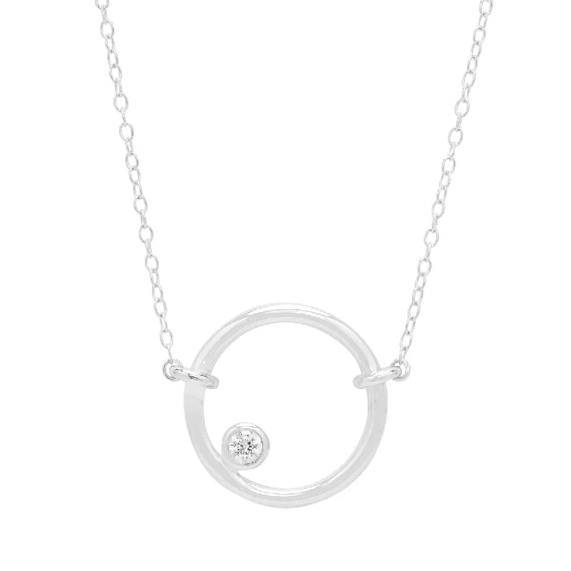 Unique necklaces and pendants with custom birthstone arrangements for personalization-Northern Star Diamond Circle Necklace in Sterling Silver (1/10ct)