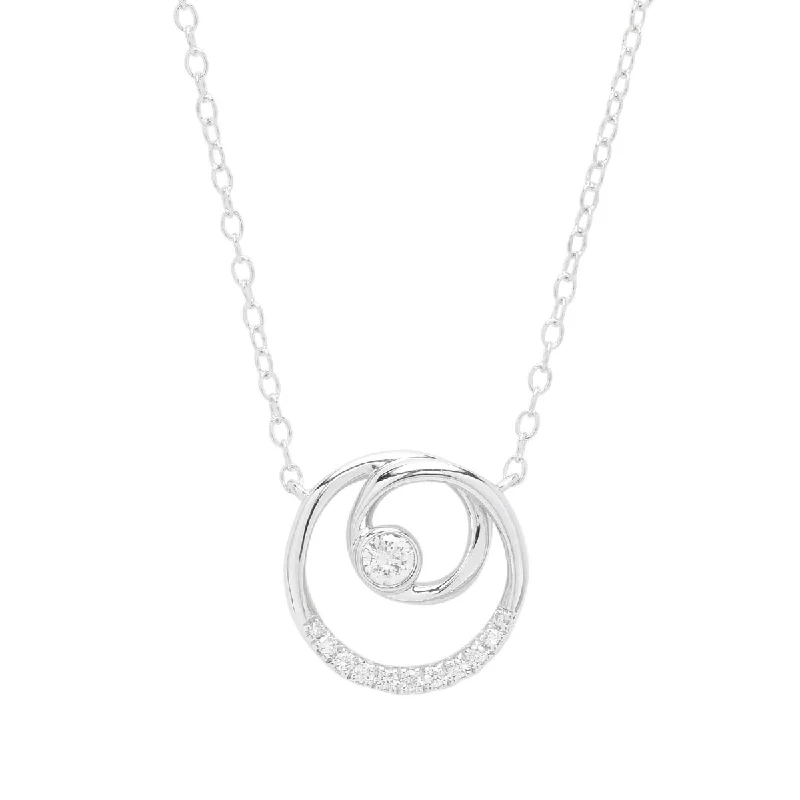 Unique necklaces and pendants with gemstones for a colorful and vibrant statement-Northern Star Diamond Embrace Necklace in Sterling Silver (1/10ct tw)