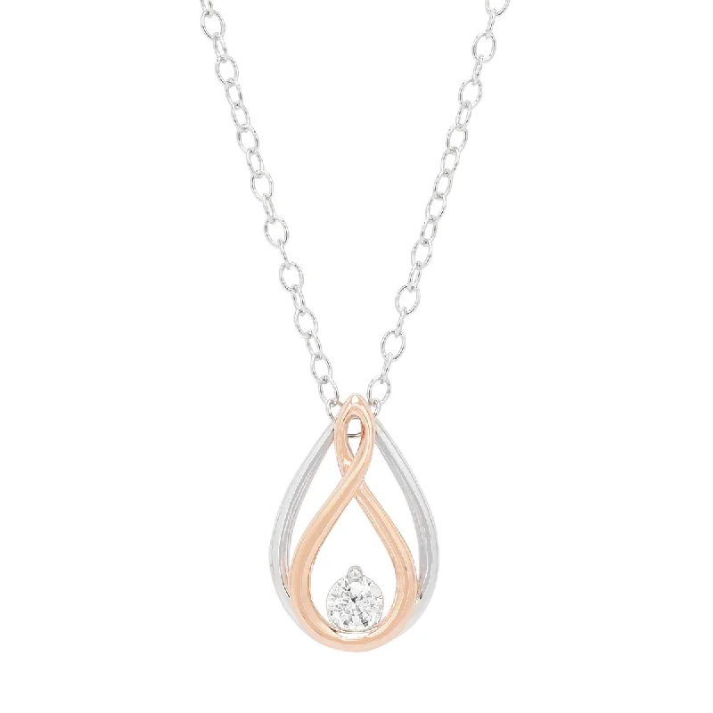 Unique necklaces and pendants with engraved messages for a sentimental gift-Northern Star Diamond Embrace Necklace in Sterling Silver and Rose Gold (1/10ct)