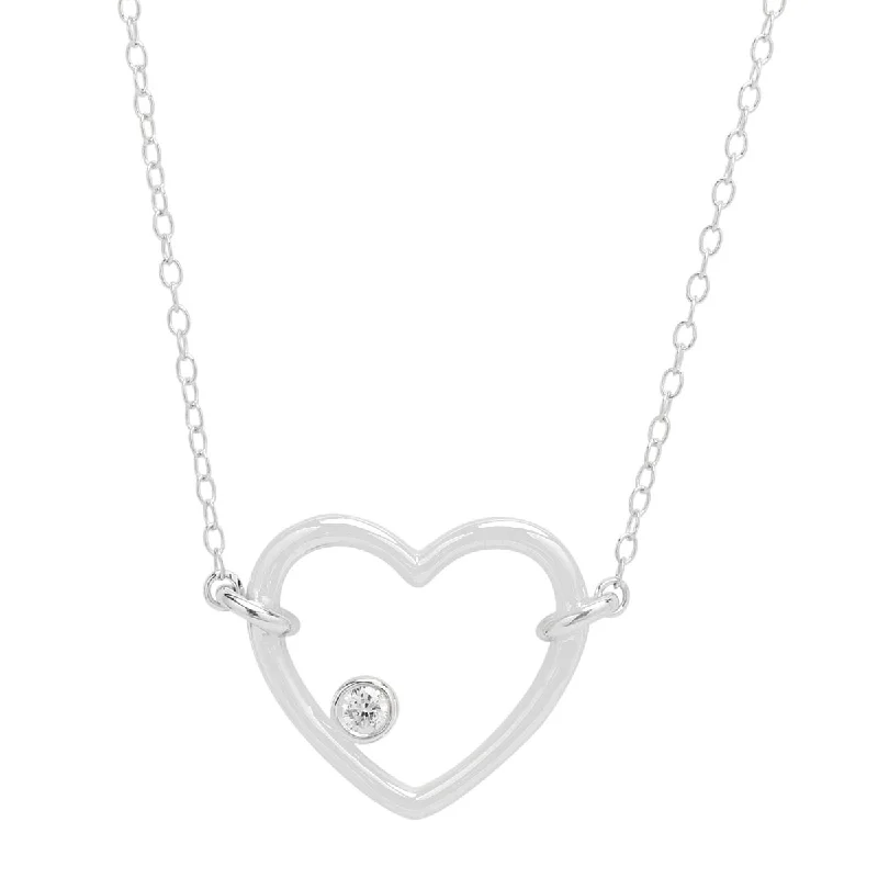 Unique necklaces and pendants with tree of life motifs for nature-inspired elegance-Northern Star Diamond Heart Necklace in Sterling Silver (1/20ct)