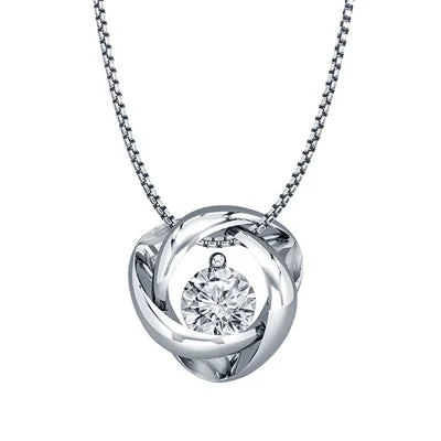 Necklaces and pendants with enamel accents for a colorful, eye-catching appearance-Northern Star Diamond Love Knot Collection Necklace in Sterling Silver (.03ct tw)