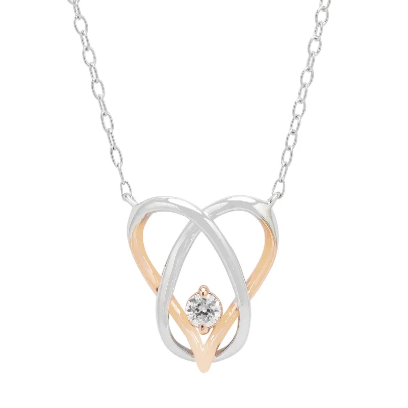 Best necklaces and pendants with emerald gemstones for a rich, sophisticated design-Northern Star Diamond Love Knot Collection Necklace in Sterling Silver and 10kt Rose Gold (1/10ct)