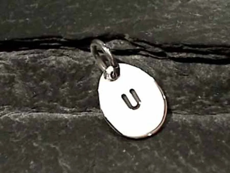 Elegant necklaces and pendants with diamond accents for added sparkle-Sterling Silver Letter "U" Charm