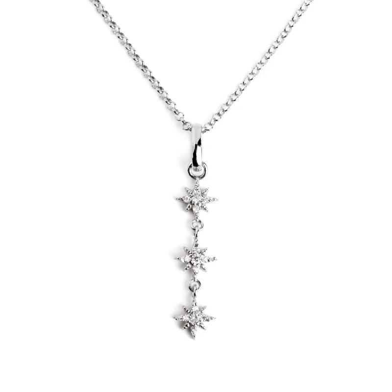 Necklaces and pendants with angel wing motifs for a spiritual, meaningful design-Polar Star 3 Silver Necklace