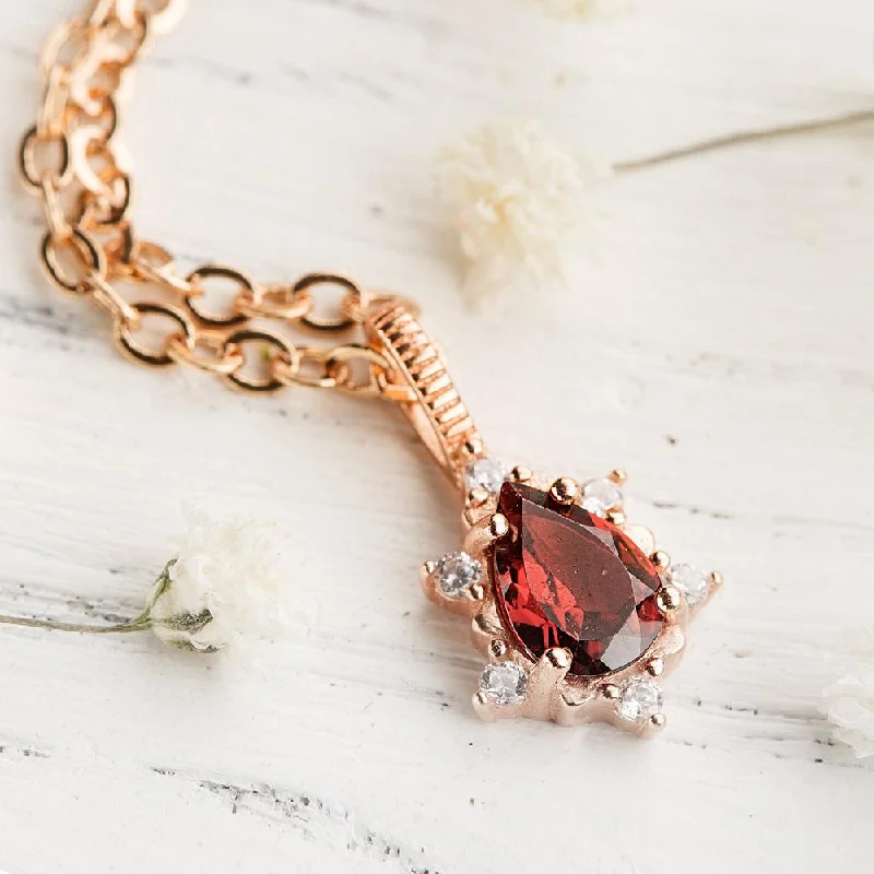 Necklaces and pendants with pearls for a classic and sophisticated touch-Precious Garnet Teardrop Necklace