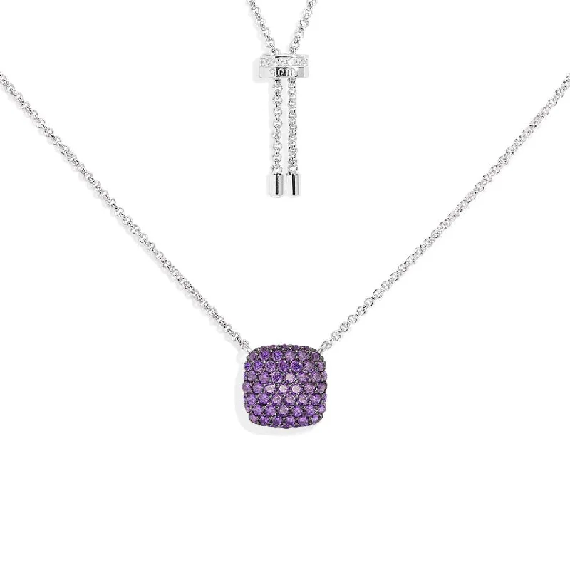 Necklaces and pendants with personalized charms for a custom piece of jewelry-Purple Square Adjustable Necklace