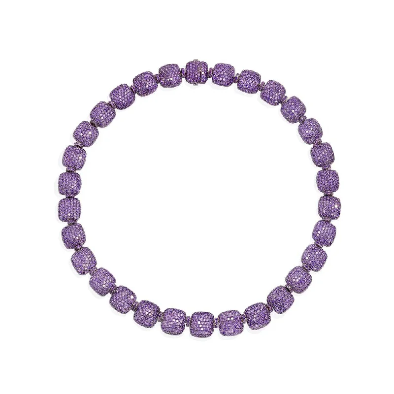 Necklaces and pendants with crescent moon designs for a celestial and mystical feel-Purple Square Choker