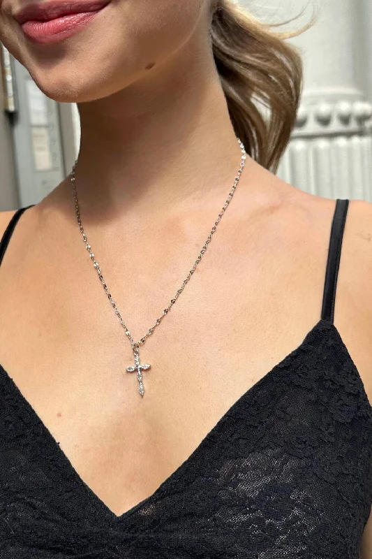 Best necklaces and pendants with zodiac signs for a celestial, astrology-inspired vibe-Rhinestone Cross Necklace