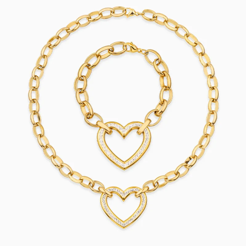 Best necklaces and pendants with heart-shaped designs for a romantic look-Ronda Heart Pendant Jewelry Set