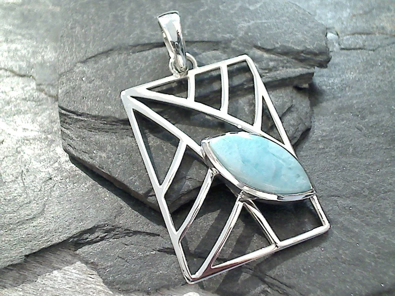 Beautiful necklaces and pendants with butterfly motifs for a whimsical style-Larimar, Sterling Silver Pendant