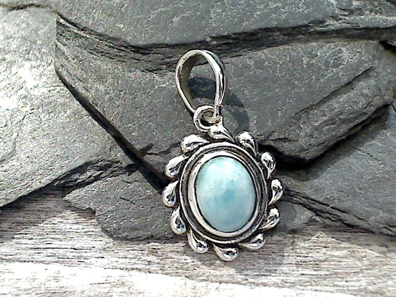 Best necklaces and pendants with intricate filigree for vintage-inspired elegance-Larimar, Sterling Silver Small Pendant