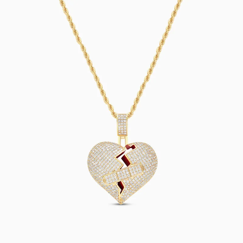 Unique necklaces and pendants with gemstones for a colorful and vibrant statement-Sparkling Bandaged Heart Necklace