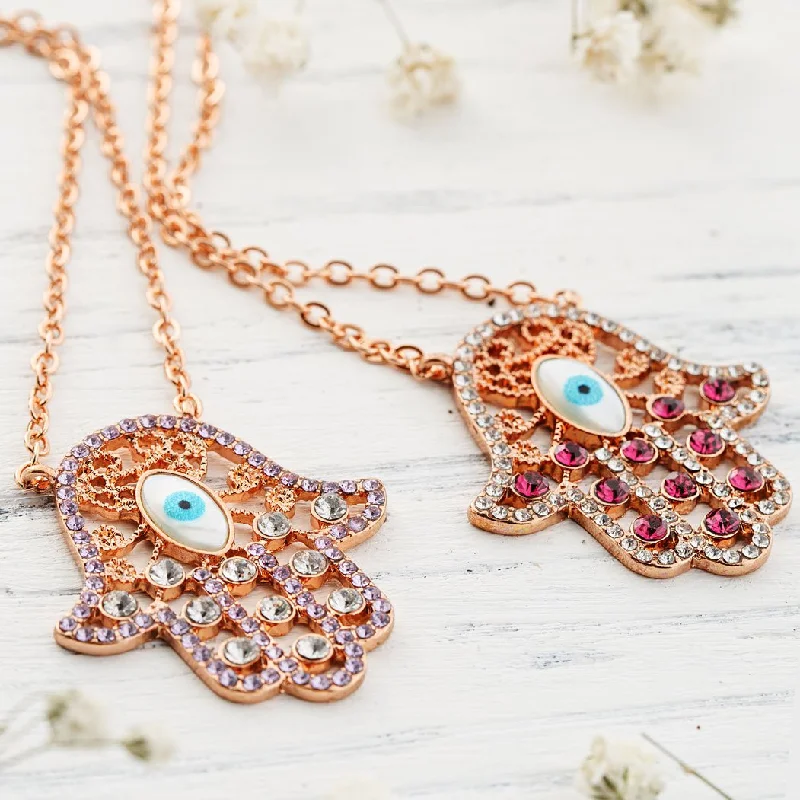 Unique necklaces and pendants with artistic shapes for a creative, one-of-a-kind design-Hamsa Eye Necklace