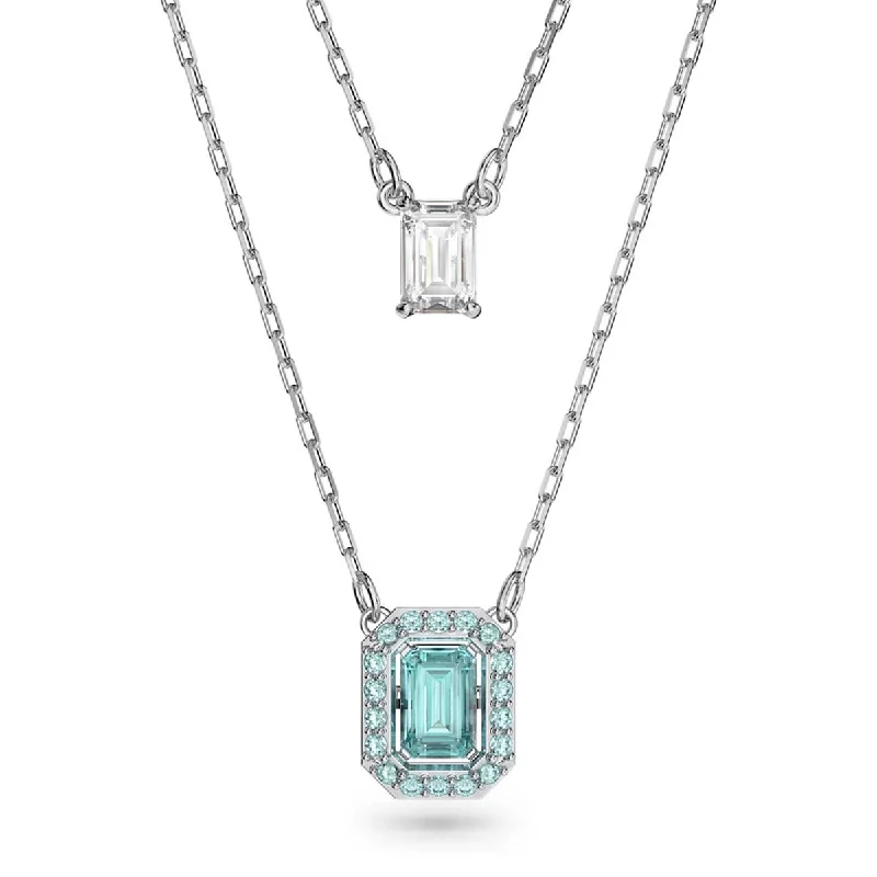 Elegant necklaces and pendants with gold chains for a chic, timeless appearance-Swarovski Crystal Blue Millenia Layered Necklace