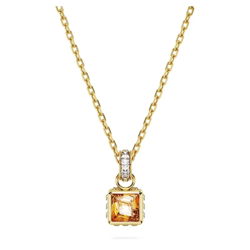 Stunning necklaces and pendants with amethyst gemstones for a calming effect-Swarovski Crystal Yellow Square Stilla Necklace