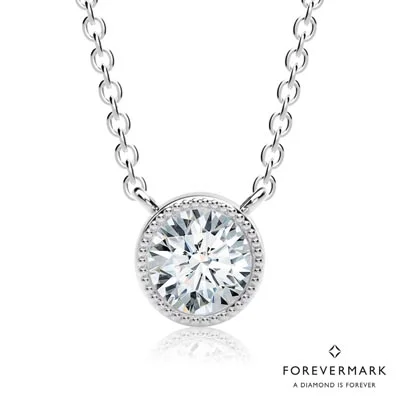 Best necklaces and pendants with butterfly pendants for a delicate, light style-De Beers Forevermark Tribute Collection Round Diamond Milgrain Necklace in 18kt White Gold (1/2ct)