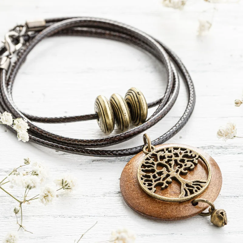 Beautiful necklaces and pendants with tree branch motifs for a nature-inspired design-Wooden Tree of Life Necklace