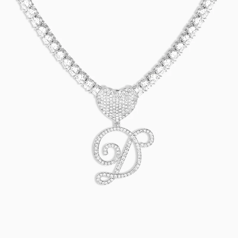 Necklaces and pendants with diamond pendants for a luxurious sparkling effect-Verano Heart Initial Tennis Necklace