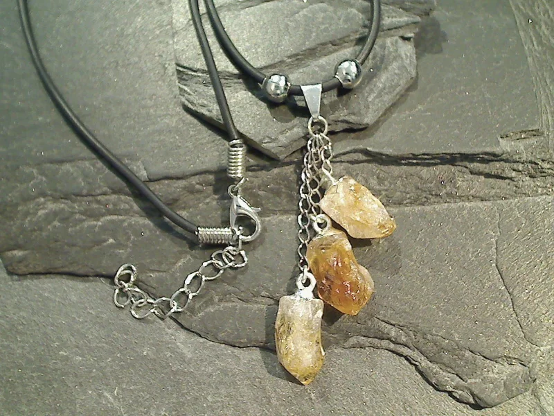 Necklaces and pendants with ocean-inspired designs for a refreshing, beachy feel-Citrine Crystal Points Necklace - Silver Plated