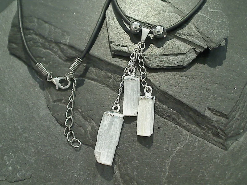 Best necklaces and pendants for everyday wear with minimalist designs-Selenite Crystals Necklace - Silver Plated